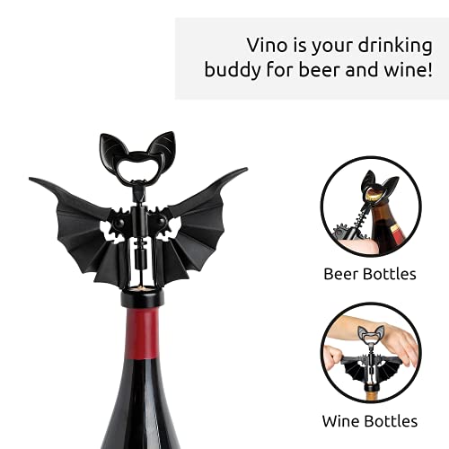Ototo Vino Spooky Bat Wine Opener - 2-In-1 Wine & Beer Opener, Corkscrew & Bottle Opener - Wine Accessories & Gifts For Wine Lovers #TOP2