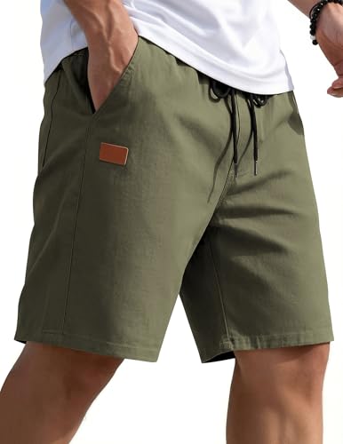COOFANDY Men's Cotton Drawstring Shorts Lightweight Stretch Chino Shorts