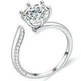 Anello donna moissanite, placcatura rodio spessa, regalo gioiello.