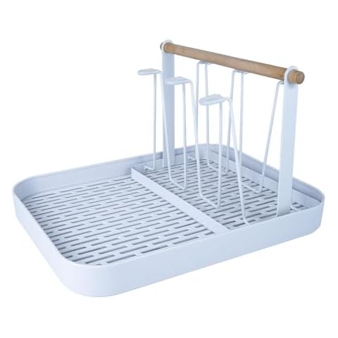L-WASH Countertop Drying Rack for Insulated Water Bottles, Glasses, Sports Bottles, Baby Bottles, and More - Drainage Tray for Easy Cleaning and Drying - Practical and Stylish Cover