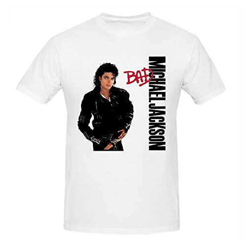 Michael Jackson Bad Graphic T Shirts For Men Crew Neck Large, whi...
