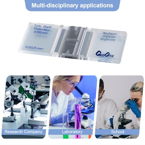 Improved Neubauer Hemocytometer,Cell Counting Chamber with Bright Line and 2 pcs Cover Glass