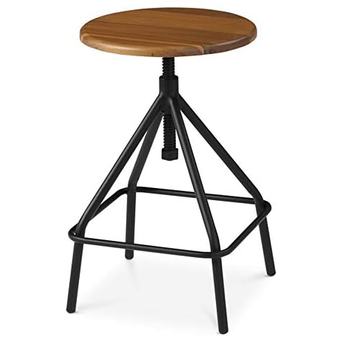 Landia Home Swivel Bar Stool - Adjustable Height, Rustic and Industrial Design with Metal Frame and Acacia Brown, Solid Wood (8FS0222U) Cover