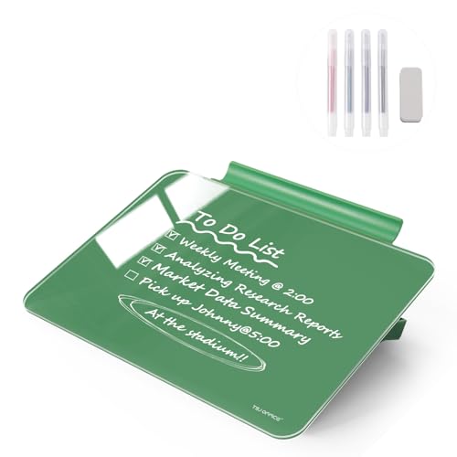 Image of TSJ OFFICE Small Desktop Whiteboard - Glass Dry Erase Board 8 X 6 Inches Tabletop Easel Whiteboard with Stand, Desk Board Buddy for Artist, Teacher and Student