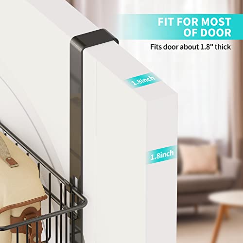 Lucycaz Over The Door Hooks Organizer, Door Hanger Towel Rack With 10 Coat Hooks & 2 Mesh Basket, Over The Door Pantry Organizer Back Of Door Storage Organizer For Barthroom Kitchen Bedroom(Black) #TOP4