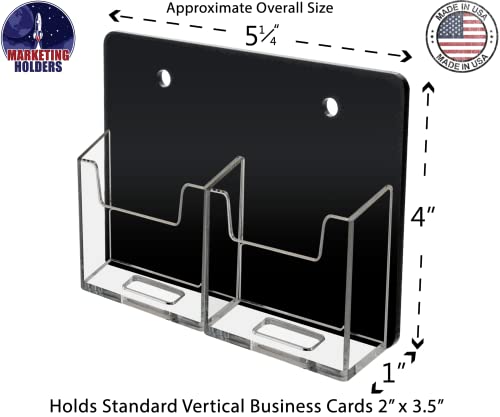 Wall Business Card Holder With Hardware 2 Pocket Clear And Black Acrylic Multi Pocket Vertical Wall Mount Display Holder By Marketing Holders #TOP2