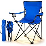 Cadeira Camping e Pesca Dobrável Azul Com Porta Copos e Bolsa 120kg