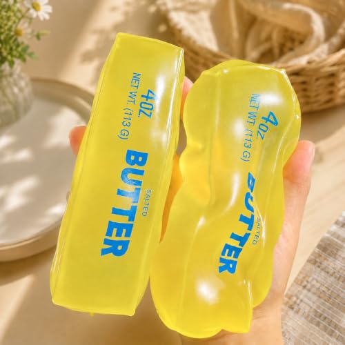 1PC Soft Butter Stress Relief Squishy Toy with No Rebound, Jelly Texture Squeeze Fidget Toy for Adults, Stretchable Salted Butter Desk Toy for Anxiety Relief Office Relaxation Gifts - Image 3