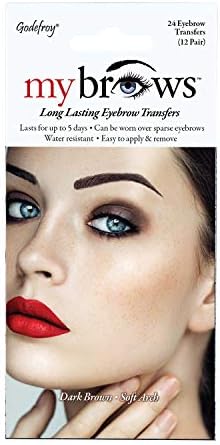 Godefroy MyBrows Long Lasting Eyebrow Transfers, Soft Arch, Dark Brown, 12-Pairs of Brows