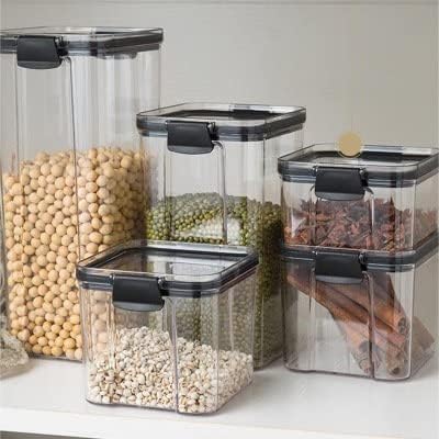Miniatura 2 de S&M - Juego de 5 recipientes herméticos para almacenamiento de alimentos con tapas para organización de cocina y despensa, recipientes de plástico