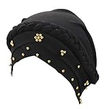 Fulltime(TM) Creativo Turbantes para Mujer Cancer, Turbante Gorra Pañuelo Decoración Floral SóLido AlgodóN Pañuelo Gorro para Chemo Oncológico Pèrdida de Pelo Cabello para Viaje Aire Libre