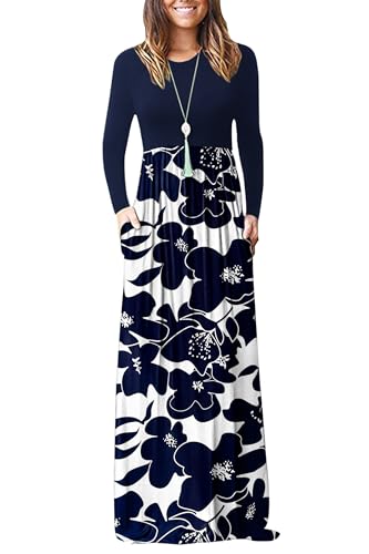 Image of AUSELILY Women's Classic Long Sleeve Dress Loose Plain Long Casual Maxi Dresses with Pockets 2026