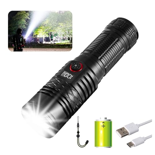 Lampe de poche rechargeable haute luminosité tactique étanche 5 modes pour urgences