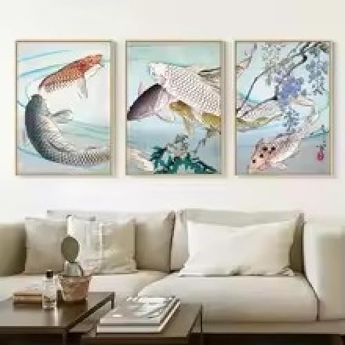 Impression murale Feng Shui Zen carpe Koi triptyque cadre salon - 2
