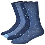 HSELL Funny Mens Colorful Dress Socks Crazy Design Argyle Striped Funky Pattern Cotton Socks for Men Gfits (Blue - 4 Pairs Mixed)