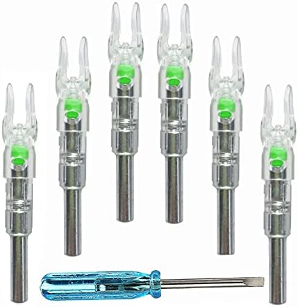 HUNTER ACTION 6PCS S LED Lighted Nocks for Arrow Archery Nocks Hunting LED Arrow Nocks Fits for Arrows with 0.244”/6.2mm Inside Diameter(Green) …