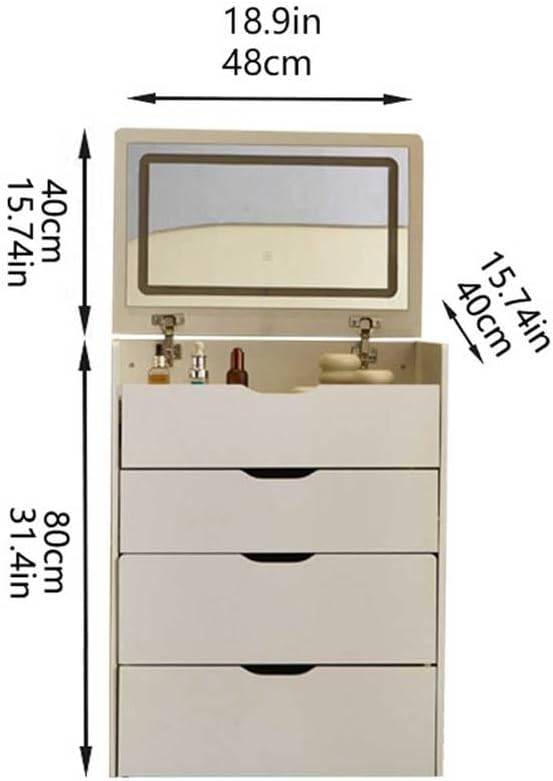3 in 1 Vanity Desk with Lights and Flip Top Mirror, Small Makeup Table Set Drawers & Storage Chair, Visible Glass Top, Lighting Modes Adjustable, Dressing for Bedroom, Brown