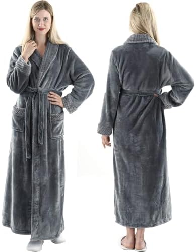 Oksun Dressing Gown Women Full Length Robe Plus Size Fleece Winter Warm Bathrobe