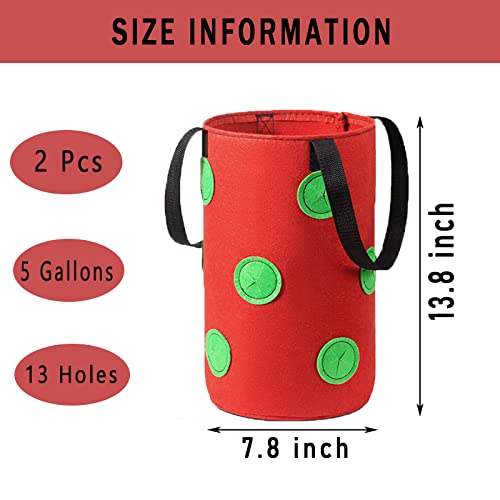 Miewslan 2 Packs Upside Down Planter, Garden Hanging Strawberry Tomato Grow Bag Potato Vegetable Planting Bag with Holes