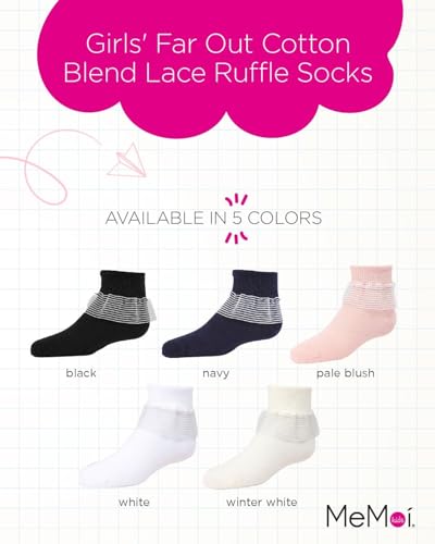 MeMoi Girls' Far Out Cotton Blend Lace Ruffle Socks2