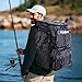 PLUSINNO Fishing Backpack with Rod Holders, 42L Large Water-Resistant Tackle Bag for Fishing, Camping, Hiking, Gifts, Black Camouflage., 36 cm x 25 cm x 45 cm, Daypack