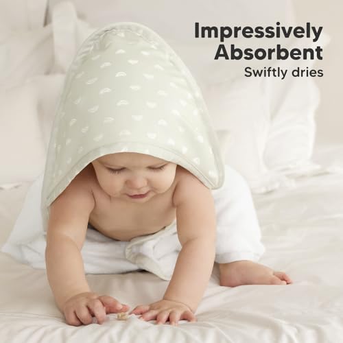Image of KeaBabies Hooded Baby Towel for Newborn, Baby Bath Towels (Rainbow, 35x35) | Viscose Derived from Bamboo, Large Baby Towels with Hood, Boys, Girls, Toddler, Soft Absorbent Baby Bath Essentials