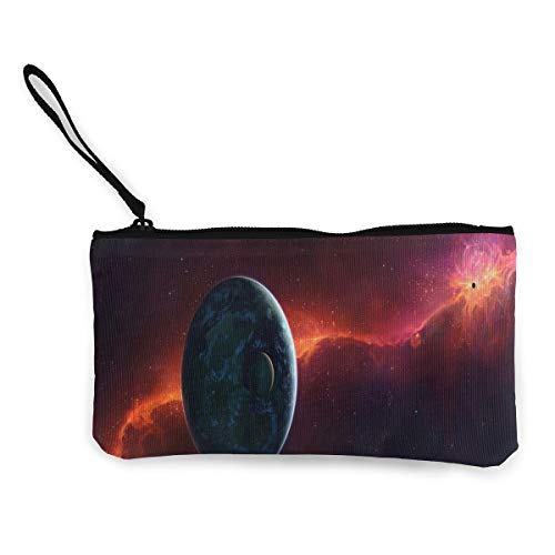 Canvas Coin Purse Wallpaper Planets, Cosmos, Galaxy Customs Zipper Pouch Wallet For Cash