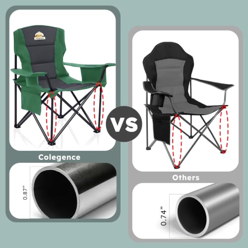 Colegence Oversized Heavy Duty Camping Chairs, 2 Pack, 450 lb, Green by Colegence - Used condition - Image 3
