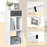 WOLTU Bücherregal mit 3 Ebenen, Standregal mit 1 Stoffschublade 2 Würfeln, offenes Regal, Aufbewahrungsregal klein, für Wohnzimmer Schlafzimmer Kinderzimmer, 32,4x80x30 cm, weiß, SK055ws