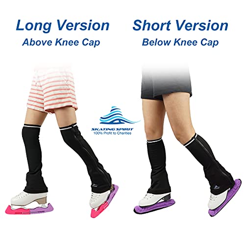 Skatingspirit Ice Figure Skating Leg Warmer (1 Pair), Zip On Zip Off, Non-Slip Cuff Band, Fleece Lined Thermal Fabric (Medium, Long (Above Knee)) #TOP6