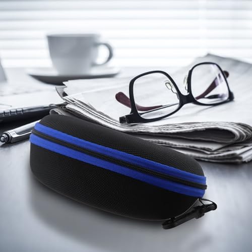 Amexo 3 Pièces Étui Lunettes Rigide, Lunettes à Fermeture Éclair Étui à Lunettes de Soleil Rigide à Lunettes de Soleil avec Fermeture Éclair Mousqueton en Plastique pour Homme Femme (Multicolore A) – vue 5