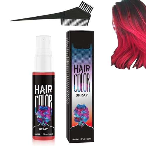 Botanical Temporary Bubble Dye Hair Color Spray, 7 Colors Halloween Temporary Hair Color Spray for Halloween Party Cosplay, Fast-Drying Washable Hair Dye Spray (Red)