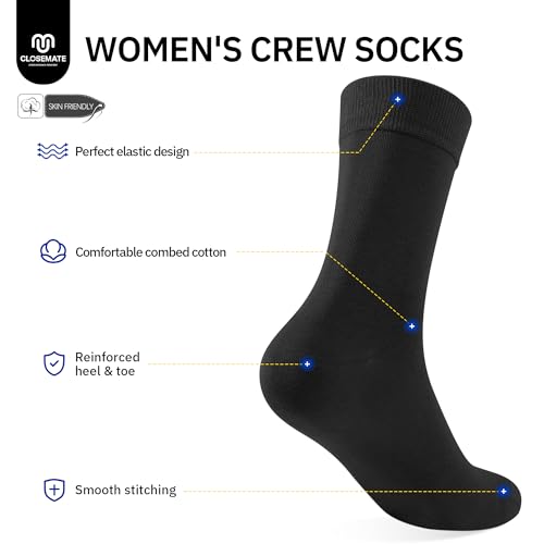 CLOSEMATE Womens Calf Crew Socks Soft Cotton and Lightweight Black White Fall Color 5 Pairs2