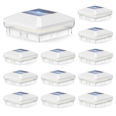 ENSLI Solar Post Cap Lights Outdoor, 12Pack 40 LEDs 4x4 Post Solar Lights Outdoor Waterproof with 3 Modes, 30 Lumens Fence Post Solar Lights, Solar Powered Deck Fence Post Lights for Vinyl Wooden Post