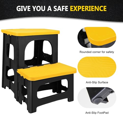 image for Amoise Folding 2-Step Stool, Non-Slip Portable Footstool 8