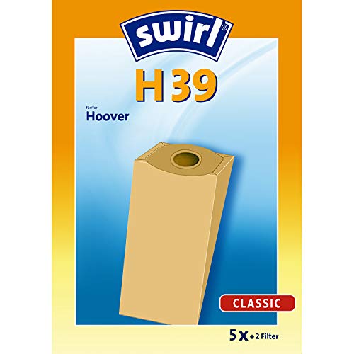 Preisvergleich Produktbild Swirl H39 Spezialpapier Staubsaugerbeutel für Hoover Staubsauger, Classic, 5 Stück inkl. 2 Filter