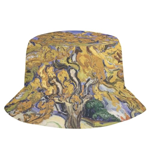GLUDEAR Van Gogh Print Bucket Hat Unisex Trendy Outdoor Fisherman Cap Fun Summer Beach Headwear,Mulberry Tree