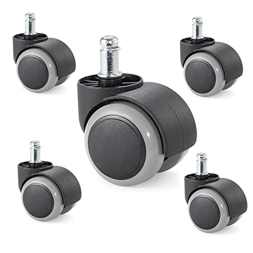 KOAOYO kontorsstol hjul, set med 5 utbyteshjul av polyuretan 11 mm standardstorlek utbytesvridbara stolhjul, skydda din matta/hårt trä (inga repor/ljud)