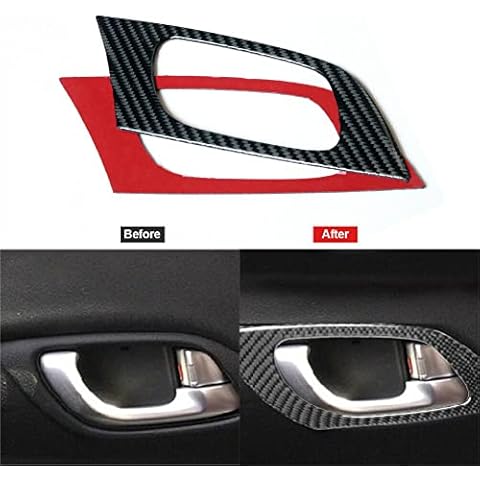 AUTO-P 2Pcs Carbon Fiber Door Handle Decor Trim Cover for Honda Civic Coupe 2013-2015 Cover