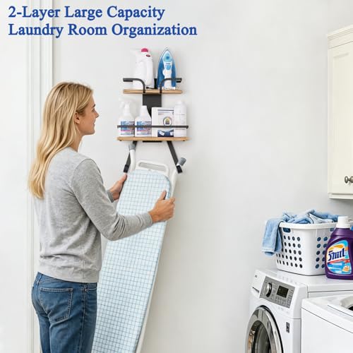 VINAEMO-Ironing-Board-Hanger-Wall-Mount-2-Layer-Laundry-Room-Organizer-Iron-and-Ironing-Board-Holder-for-TY-Leg-Iron-Boards-Heavy-Duty-Laundry-Room-Storage-Shelves-Large-Laundry-Organization