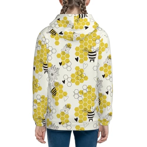 Heart Shaped Honeycomb Kids Pullover Hoodies Boys Sweatshirts Girls Athletic Clothes with Pocket4