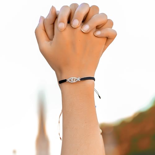J.Endéar Cross Jesus Fish Bracelet for Women, 925 Sterling Silver Handmade String Rope Braided Jewelry Adjustable, Faith Christian Religious Confirmation Baptism Gifts4