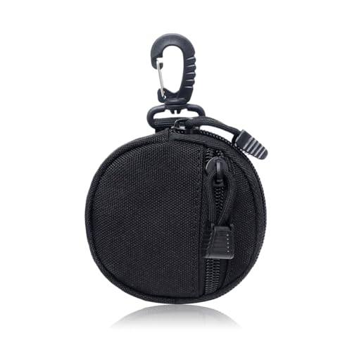 Outdoor Coin Purse for Men, Nylon Coin Wallet Small Coin Pouch with Removable Hook, Lightweight Small Coin Bag Change Pouch Coin Purses for Hiking, Climbing, Cycling, Shopping (black)