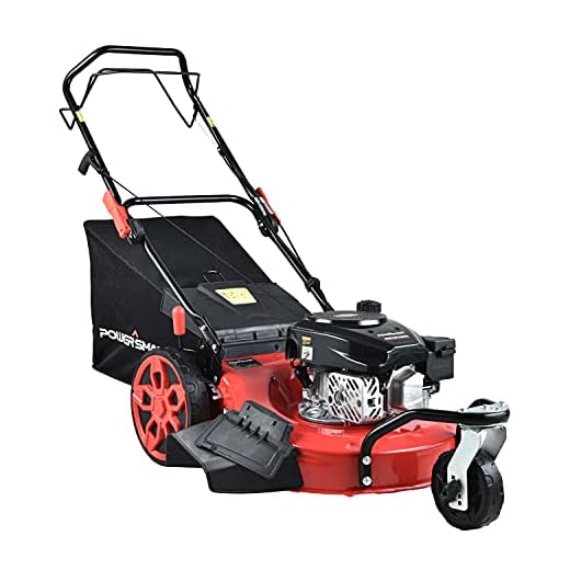 PowerSmart Lawn Mower, 20-inch & 170CC, Gas Powered Self-Propelled Lawn Mower with 4-Stroke Engine, 3-in-1 Gas Mower in Color Red/Black, 8 Adjustable Heights (1.21''-3.15'' ), PSM2020