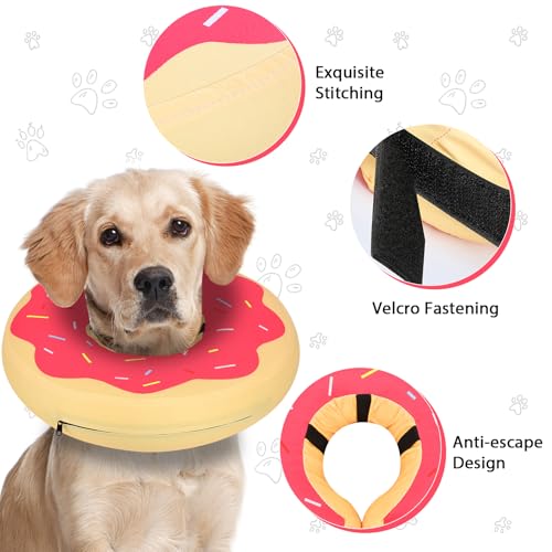 Image of MIDOG Inflatable Dog Cone Alternative for After Surgery - Soft Protective Donut Collar Prevents Licking & Allows Eating, Comfortable Recovery E-Collar Alternative for Small Medium Large Dogs (Red,L)