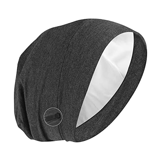Molain Gorro para dormir de saten, holgado, ajustable, con forro de seda, Grey, L