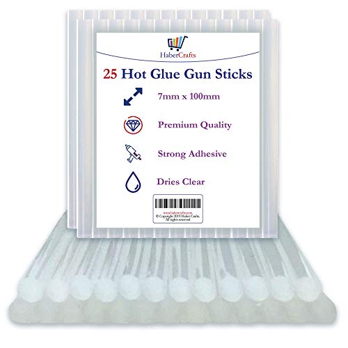 Hot Glue Sticks 7mm x 100mm Hot Melt Glue Mini Melt Glue Gun Sticks Strong Adhesive for Gluegun DIY Arts Crafts Hobby Craft Fabric Wood Glass Card Plastic Metal Ceramics (25 Stick Pack)