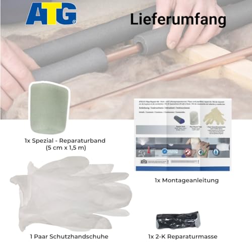 ATG Rohrreparaturband Rohrisolierung Starke Reparatur - Rohr Reparaturset | Hohe Druck und Temperaturbeständigkeit | Selbstklebend | Rohrisolierung Selbstklebend