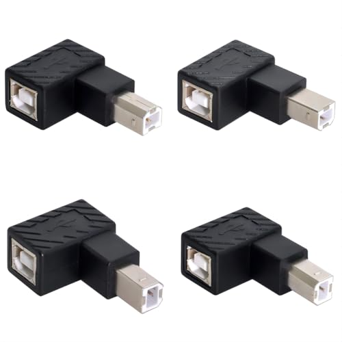 chenyang Paquete de 4 adaptadores USB 2.0 tipo B para impresora macho a hembra de 90 grados en ángulo de 90 grados para escáner de disco