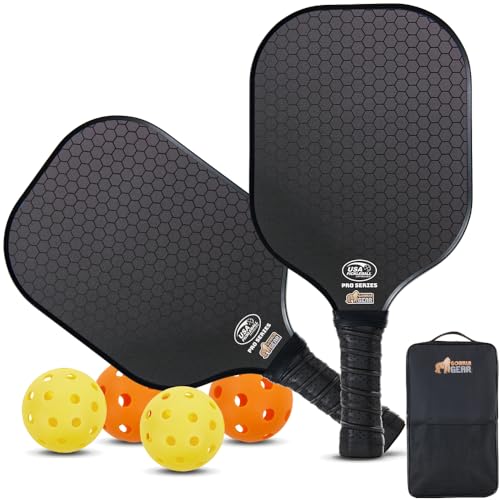 Gorilla Gear USAPA Approved Pickleball Paddles Set of 2, Indoor Fiberglass Shock Absorbent Racket...